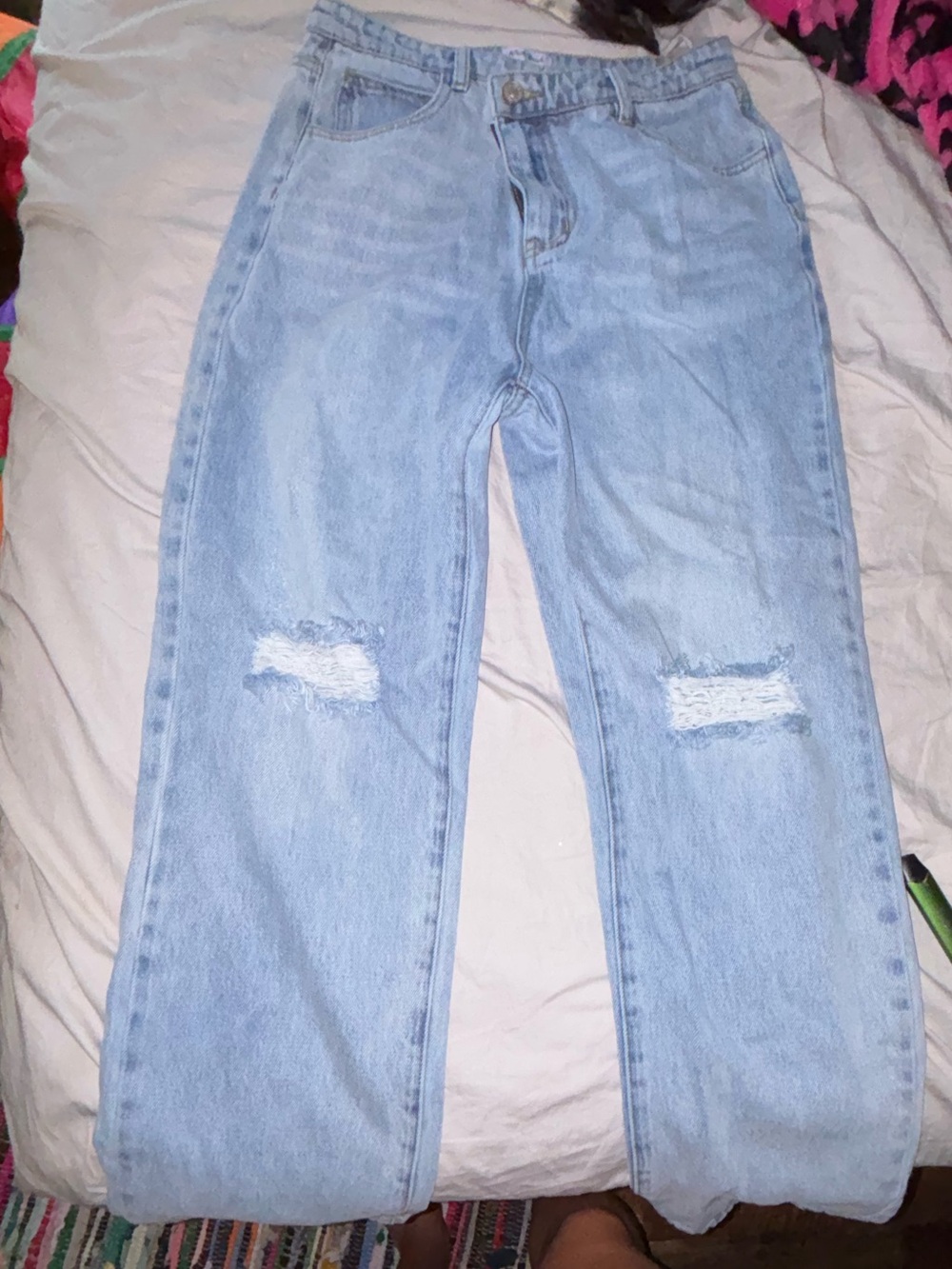 white birch Light Wash Distressed Boyfriend Jeans
